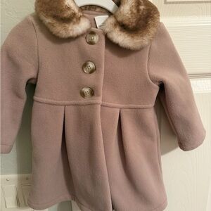 Starting Out Tan Pea Coat with Faux Fur Collar